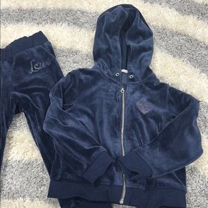 GUC H&M toddler Navy Blue Velour Tracksuit with hoodie sz 2-3t